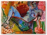 art-moderne-peinture-peintres.-jose-manuel-merello.-blue-nude-(40-x-48-cm)-mix-media-on-paper